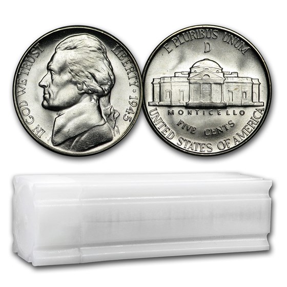 1945-D 35% Silver Wartime Jefferson Nickel Roll BU (40 ct) 1945-D 35% Silver Wartime Jefferson Nickel Roll BU (40 ct)